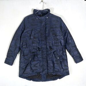 Banana Republic Jacket Women Small Blue Black Camo Winter Puffer Coat Anorak
